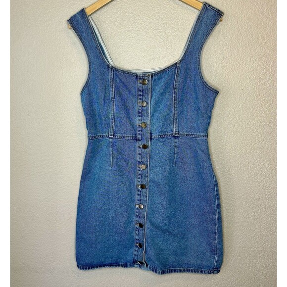 Urban Outfitters Dresses & Skirts - Y2K 90s Urban Outfitters Vintage Light Button Up Jumper Overall Dress Mini SZ 12